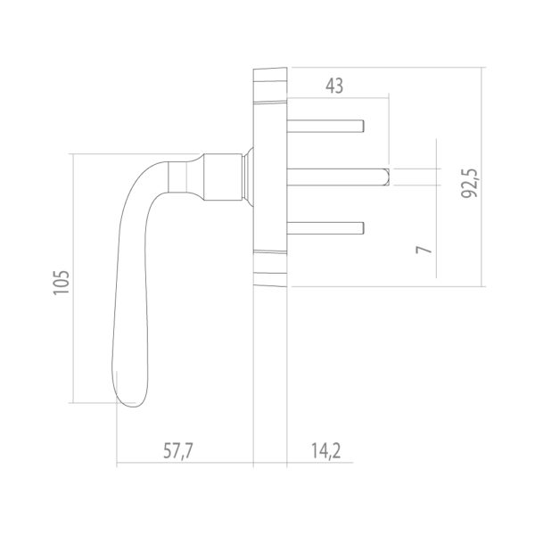 Plan poignee bequille pose de fenetre